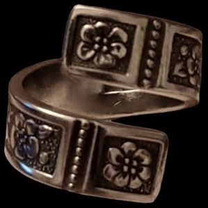 Vintage Spiral Spoon Ring Size 8 Hand Forged